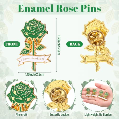 Misdary Funeral Favors Guest Memorial Rose Pin - color: Green