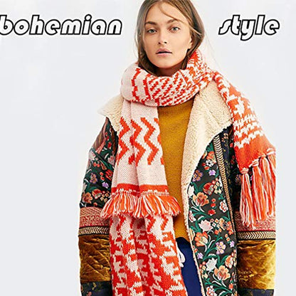 Yeieeo Boho Scarf for Women Lightweight Floral Printed Scarf Fall Winter Fashion Fringed Shawl - color: Leopard 1