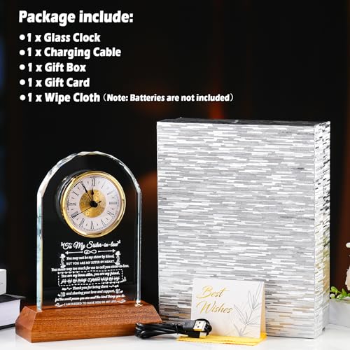 Arikyrist Glass Clock Sister in Law Gifts on Birthday Wedding - color: Sister-in-law