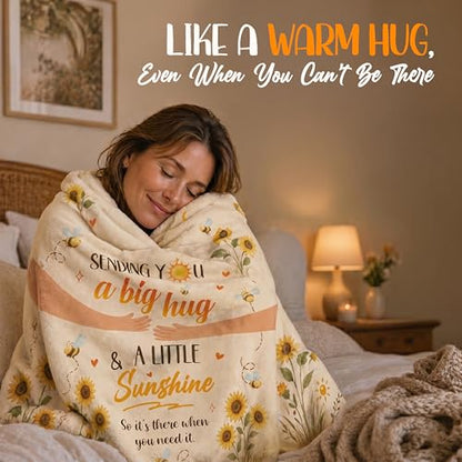WRAPIX Get Well Gifts for Women After Surgery - Soft Throw Blanket 50x60 in - color: Sunflower - Big Hug, size: 50x60 inches