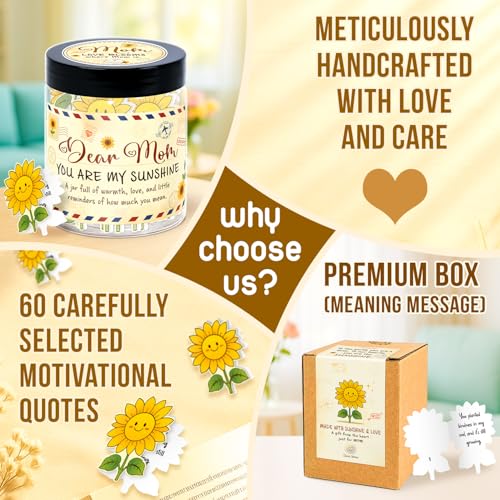 Mom Gifts - Birthday Gift for Mom from Daughter, Son - Mothers Day Gifts - Affirmation Cards, Inspirational, Positive, Motivational Gift for New Mom - Emotional Support, Encouragement Cards - color: Mom Sunflower