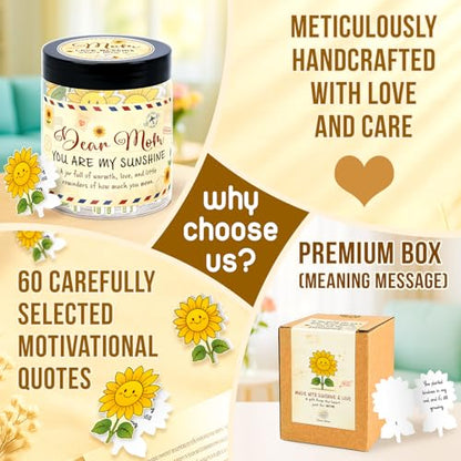 Mom Gifts - Birthday Gift for Mom from Daughter, Son - Mothers Day Gifts - Affirmation Cards, Inspirational, Positive, Motivational Gift for New Mom - Emotional Support, Encouragement Cards - color: Mom Sunflower