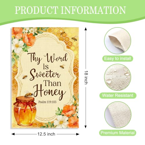Thy Word Is Sweeter Than Honey 12 x 18 Inch Christian Garden Flag - color: Yellow 2