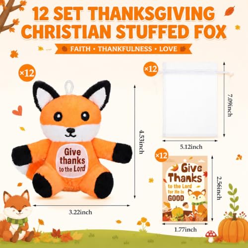Silipull 12 Pcs Thanksgiving Day Plush Fox Gifts Religion Stuffed Animals - style: Thanksgiving Fox