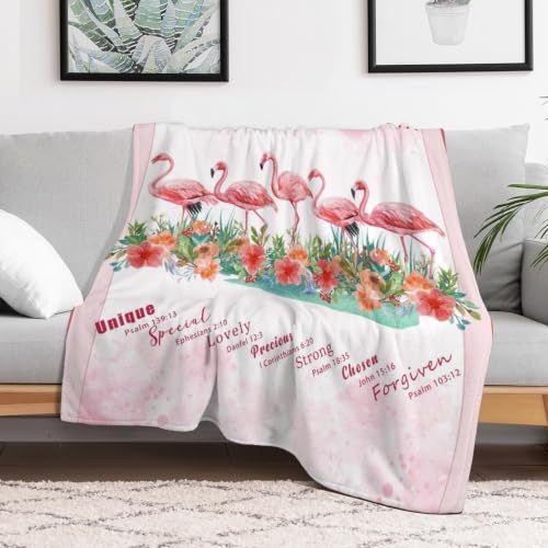 Flamingo Throw Blanket, God Says You Are Bible Flannel Blanket 30"×40" - color: Flamingo 01, size: 30x40 inch
