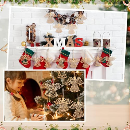 Halloscume 36 Pcs Christmas Wooden Angel Ornaments, Vintage,Classic Style - style: Classic