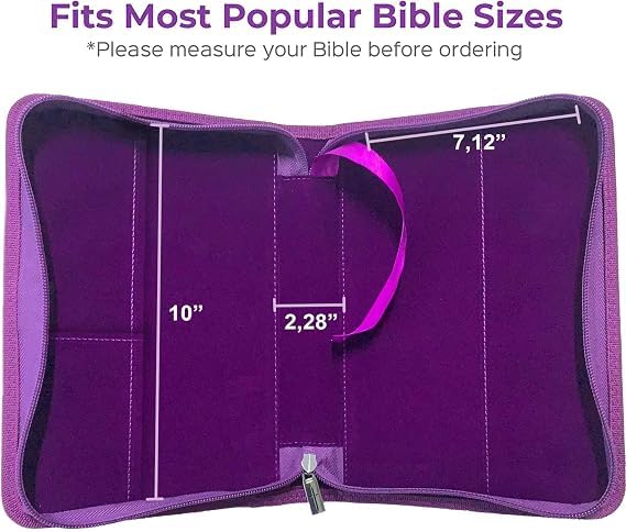 Bible Cover Case for Women - Large Purple Faux Leather Bible Carrying Case