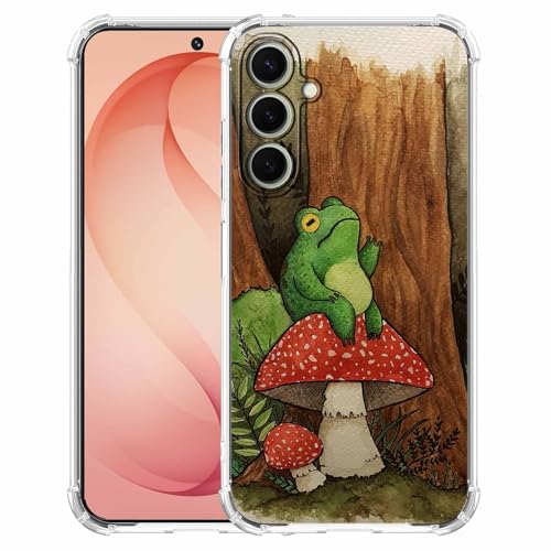 Toad Stool Watorcolor Case for Samsung Galaxy S26,Aesthetic Cottagecore Frog Mushroom Pattern,Trendy Soft TPU Bumper Phone Cover,S26 - color: Toad Stool Watorcolor