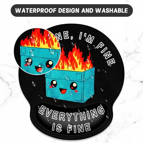 ITNRSIIET Ergonomic Mouse Pad with Wrist Support Wrist Rest Smooth Surface Non-Slip Rubber Base Comfortable Office Supplies Pain Relief, 9.8 x 9.1 inches, Cute Dumpster - color: Cute Dumpster