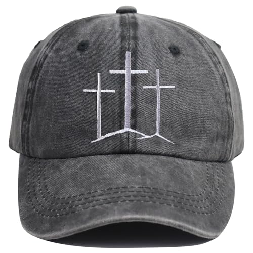 Jesus Hats for Men Women, Religious Gifts for Women Men, Adjustable Embroidered Cotton Christian Baseball Cap - color: Black