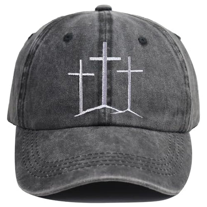 Jesus Hats for Men Women, Religious Gifts for Women Men, Adjustable Embroidered Cotton Christian Baseball Cap - color: Black