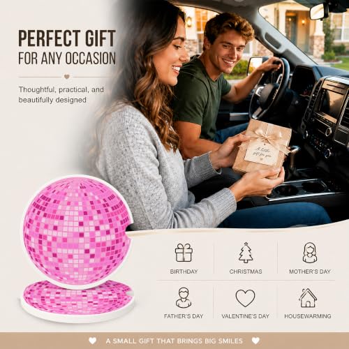 Car Coasters for Cup Holders, Pink Disco Ball Car Coasters Set of 2, B01 - color: Disco Ball