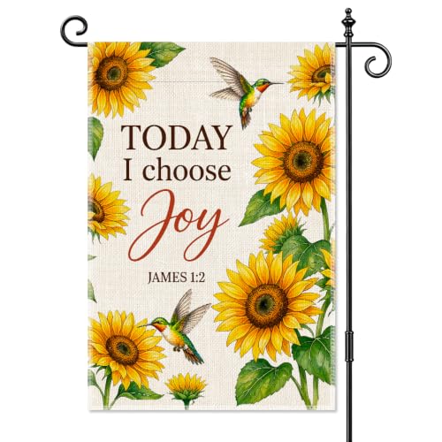 Today I Choose Joy James 1:2 Sunflower Christian Garden Flag 12x18 - color: Beige01