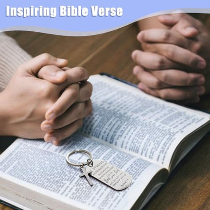 kilofly Christian Inspirational Bible Verse Keychain Gift Cross Charm - style: Faith-silver-30