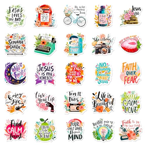 100Pcs Jesus Christian Stickers Pack.Waterproof Inspirational Bible Verses Stickers for Scrapbook Water Bottles Laptop Notebook,Christian Decals Gifts for Teens Adults - color: 100 - Bible Quotes