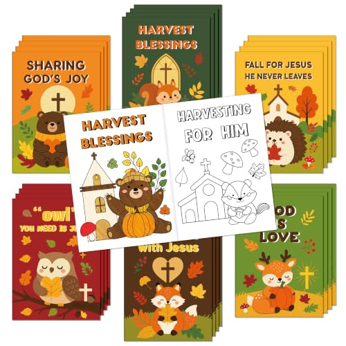 Dvbonike 24Pcs Fall Religious Animals Coloring Books DIY Color-in Pages - color: N-Fall Religious Animals
