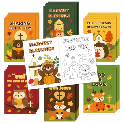 Dvbonike 24Pcs Fall Religious Animals Coloring Books DIY Color-in Pages - color: N-Fall Religious Animals