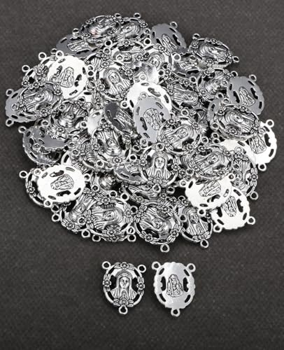 COTTVOTT St Benedict,Our Lady of Guadalupe Medal for DIY Jewelry Making,Virgin Mary Christ Jesus Rosary Center Connection Part - color: 20pcs-our lady of sorrows