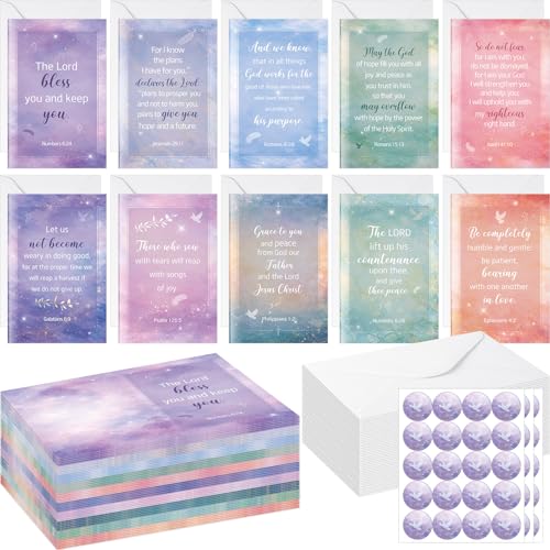 50 Sets Watercolor Christian Greeting Cards Bulk with Envelopes - style: Watercolor