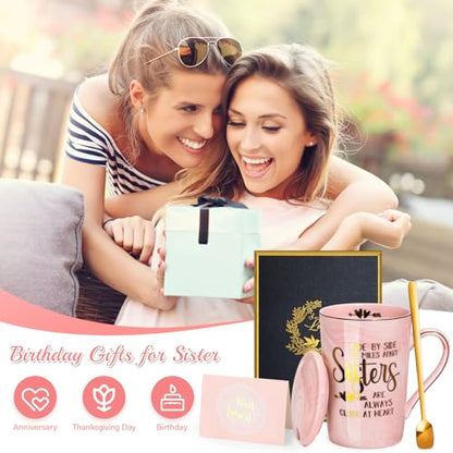Sister Birthday Gifts for Sister from Brother Sisters, 14oz Sisters Mug - color: Pink - Sister Gifts