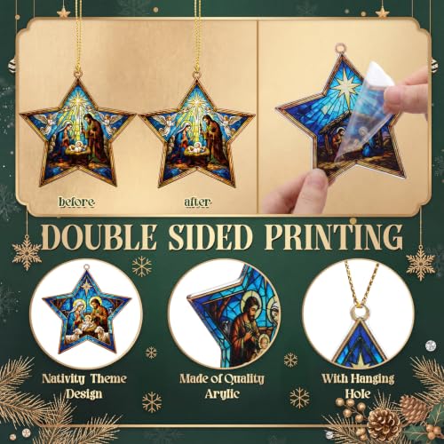 Halloscume 24 Pcs Christmas Nativity Scene Ornaments Bulk, Star Shape - style: Star Style