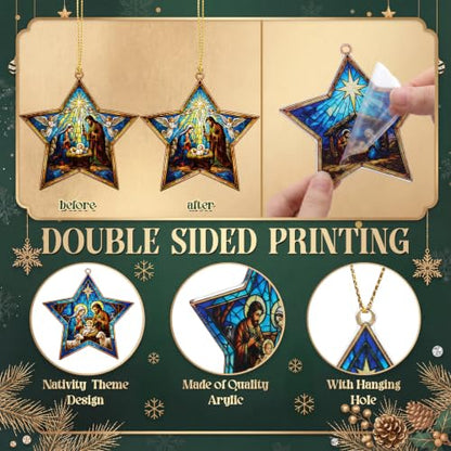 Halloscume 24 Pcs Christmas Nativity Scene Ornaments Bulk, Star Shape - style: Star Style