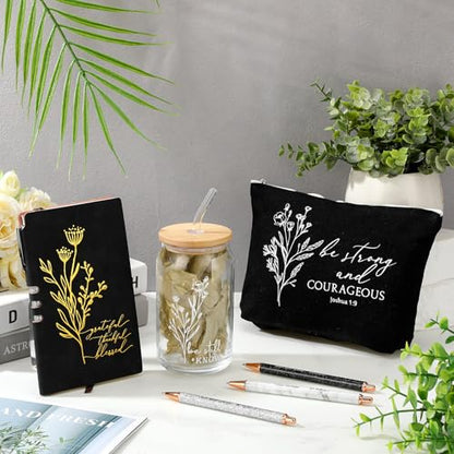 Funnymoom 6 Pcs Pastor Gift Set Tumbler Journal Pens Black - color: Black, size: Be Still