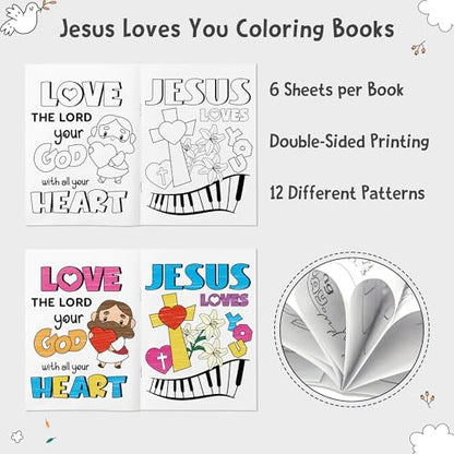 Dvbonike 72Pcs Jesus Loves You Coloring Books Religious DIY Color-in Pages - color: C-Jesus Loves You (72Pcs)