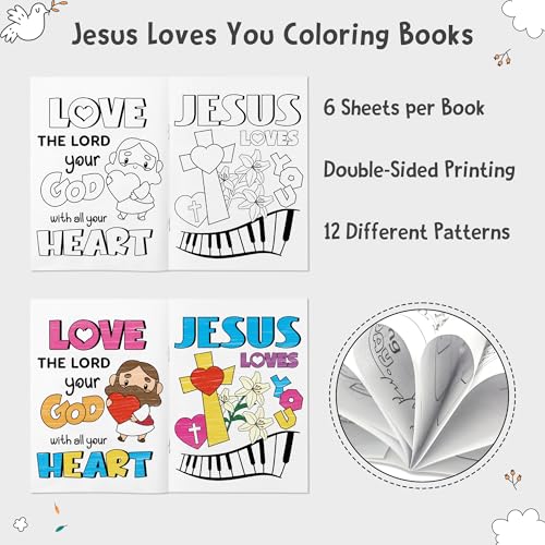 24Pcs Jesus Loves You Coloring Books Religious DIY Color-in Pages - color: C-jesus Loves You