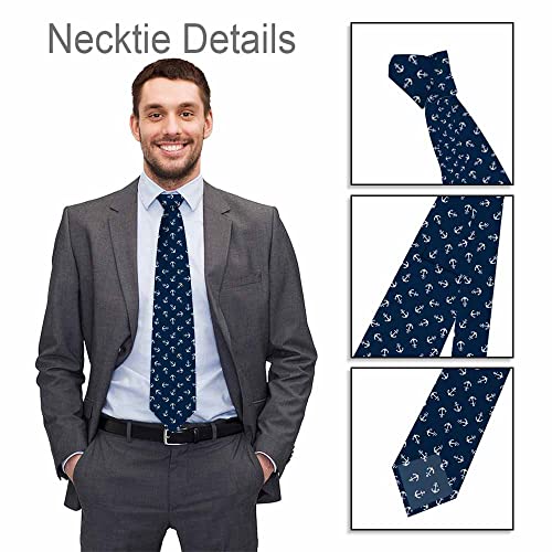 Love Red Heart Men's Tie Romantic Valentines Day Men's Necktie Ties for Mens Daily Wedding Party Business - color: White Anchor