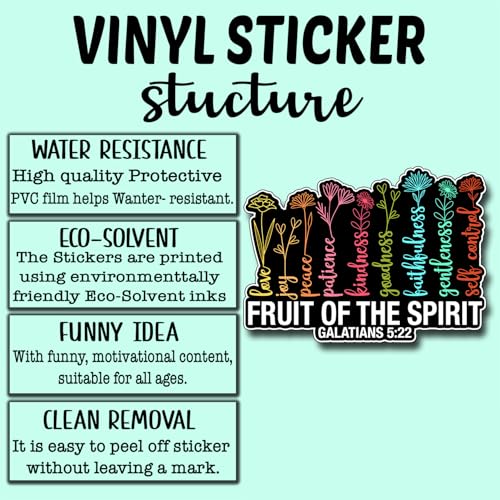 (3Pcs) Fruit of The Spirit Sticker Christian Inspirational Decals Decorate Books Laptop Phone Water Bottles Kindles Tumbler Waterproof Vinyl Stickers 3 x 2,3" Inch - color: Fruit of the Spirit