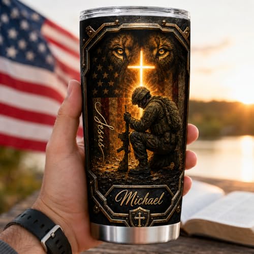 Personalized Christian Gifts For Men - A Child Of God Bible Faith Warrior Tumbler V14 - Man Of Faith Christ Religious For Dad, Husband, Grandpa on Fathers Day, Christmas, Birthday - color: CH-VAR-14