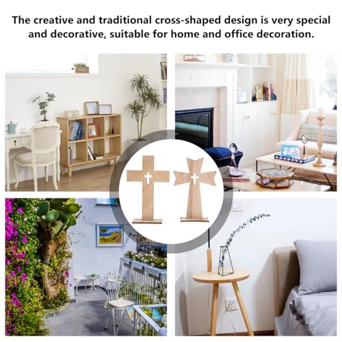 PRETYZOOM 20pcs Unfinished Wooden Crosses for Craft, 4'' Small Cross Ornament, Halloween Table Sign, Baptism First Communion Centerpiece, Easter Christmas Decoration (2 Styles) (Pack of 2) - size: 11x8cm (Pack of 2)
