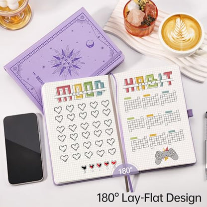 EMSHOI Graph Grid Journal Notebook, 192 Pages, A5 Size (5.7'' x 8.3'') - color: Light Purple, style: Grid