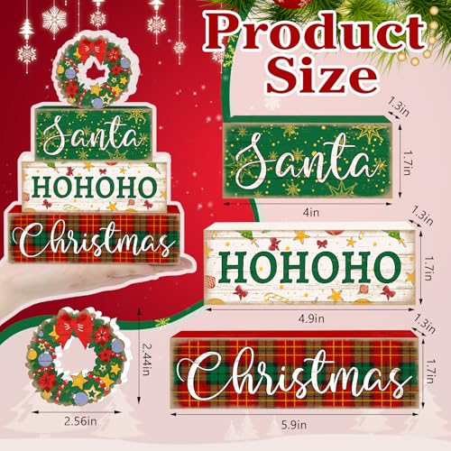 Britimes Christmas Santa Tiered Tray Decor Set, 4 Pack, Wooden Table Sign - style: Wreath Christmas
