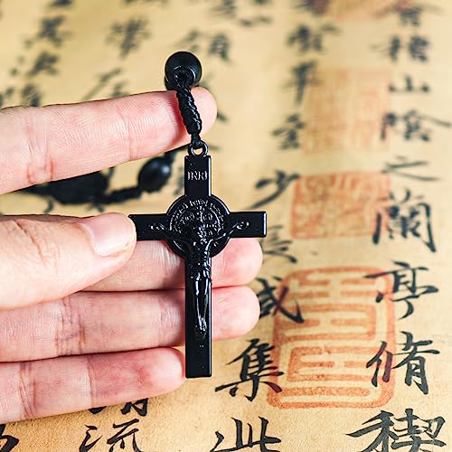 Fuqimanman2020 Christian Handmade Wooden Catholic Rosaries Necklace, Prayer Beads Holy Soil Medal & Cross, Catholic Wooden Rosary Beads - color: Rosary-6