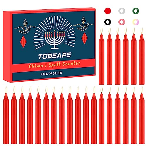 Tobeape 24 Pack Red Spell Chime Candles, 4" Unscented Mini Taper Candles - color: Red, size: 4 inch Taper Candle-24pcs