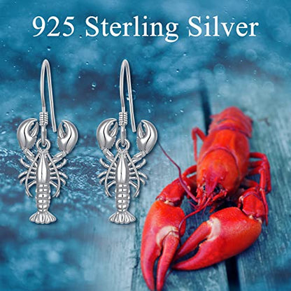Crab/Mushroom/Lobster/Bat/Angler Fish/Tiger/Elephant/Jellyfish/Flamingo/Scorpion Earrings Dangling Sterling Silver Created Blue Opal Earrings Jewelry Gifts for Women Girls… - style: Lobster