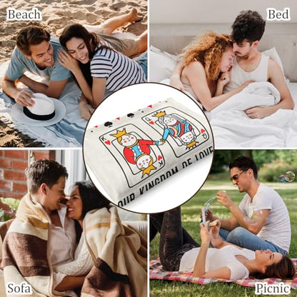 Gifts for Girlfriend/Boyfriend Blanket - "King & Queen" Poker Theme Throw, Romantic I Love You Gifts for Couples, Husband&Wife, Him&Her, Wedding Anniversary Present for Bed Sofa Napping, Pokerist Gift - size: I Love You