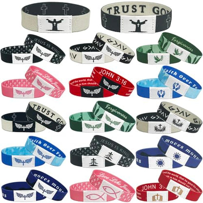 8PCS Daily Bible Verse Bracelets, Bible Verse Cross Bracelet with NFC, Inspirational Religious Christian Bracelet Gifts, Elastic String Faith Friendship Jewelry for Teens Men Women - color: 16PCS-Colorful-1