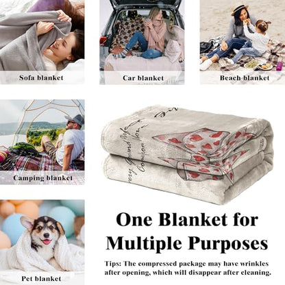 Coquette Christian Valentine's Day Heart Bow Blanket, Christian Gifts for Women Men, Neutral Religious Bible Verse Bow Throw Blankets for Home Bedroom Living Room Couch Sofa, 50x60 Inches - color: Heart Bow