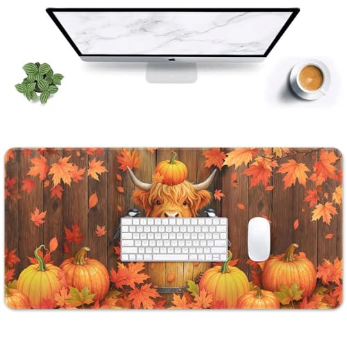 Britimes Large Mouse Pad, Mouse Pad, 31.5 x 15.7 Inch, Highland Cow Autumn - color: Highland Cow