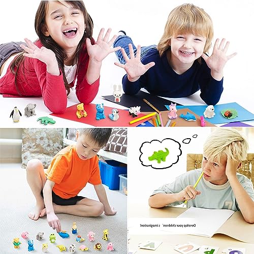 URSKYTOUS 60Pcs Animal Erasers Desk Pets for Kids,Classroom Prizes - style: 60Pcs