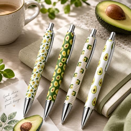 8PC Avocado Pens Ballpoint Writing Pen Bulk Gift Set Cute Avocados Fruits Green Fruit Theme Office School Journal Planner Desk Stationery Supplies Accessories Gifts for Women Men Students Adults - style: Avocado