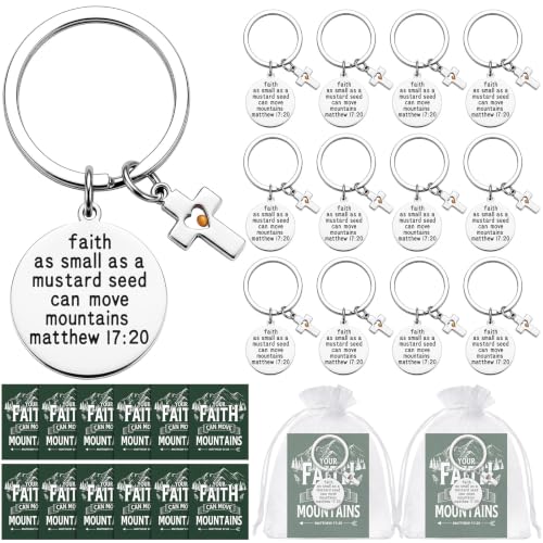 12 Set Mustard Seed Keychain with Seed for Christian Men Women