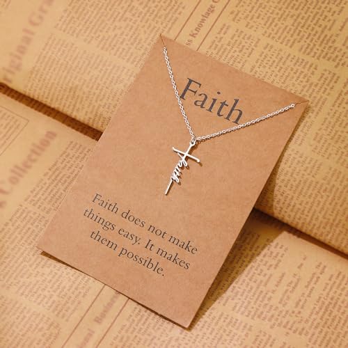 Lcherry Faith Cross Pendant Necklace for Women Religious Christian Jewelry Birthday Christmas Gifts for Women - style: 1-Faith