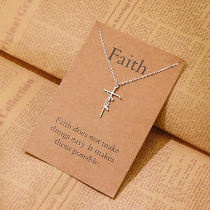 Lcherry Faith Cross Pendant Necklace for Women Religious Christian Jewelry Birthday Christmas Gifts for Women - style: 1-Faith
