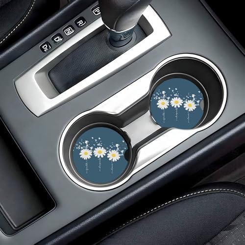 Daisy Faith Hope Love Car Cup Holder Coasters 2 Pack 2.63" for Women - color: Blue