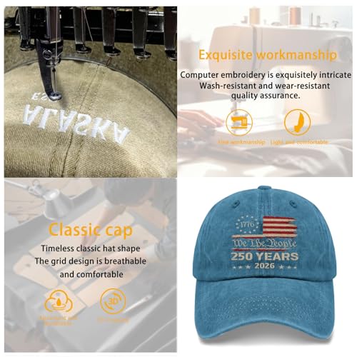 250th Anniversary 250 Years Freedoms Baseball Hat Running Embroidered Cap for - color: Cyan