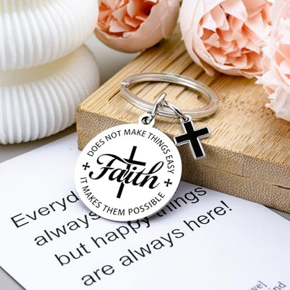 Faith Christian Gifts for Men Women Cross Bible Verse Keychain